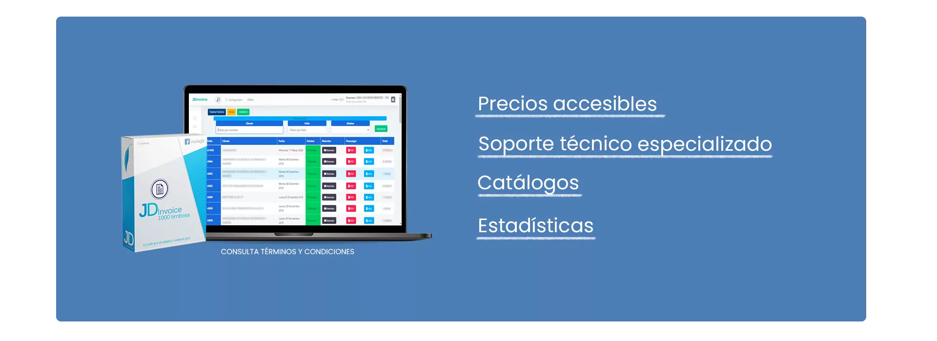 Precios accesibles. Soporte técnico. Catálogos. Estadísticas.