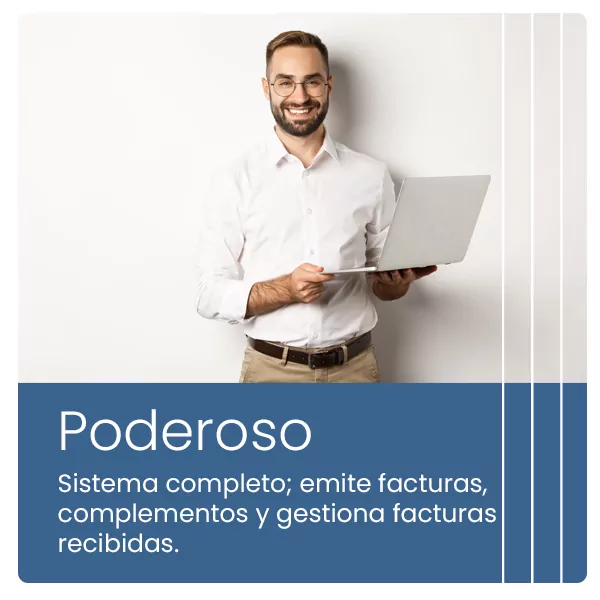 Poderoso. Sistema completo; emite facturas, complementos y gestiona facturas recibidas.